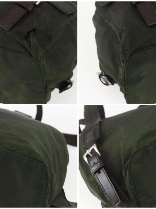 PRADA Backpack Nylon Khaki Silver Auth 164325 main image 12